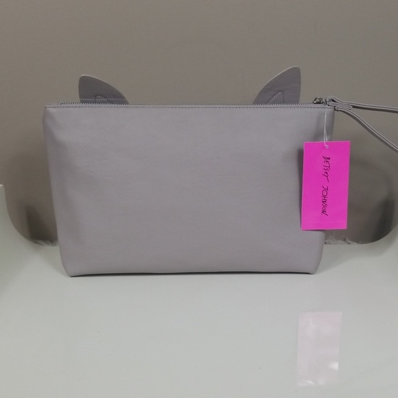 Betsey Johnson Kitsch Gray Pink Bunny Ears Bag - Picture 3 of 6